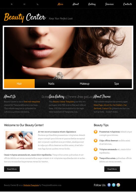 Beauty Center PSD Template