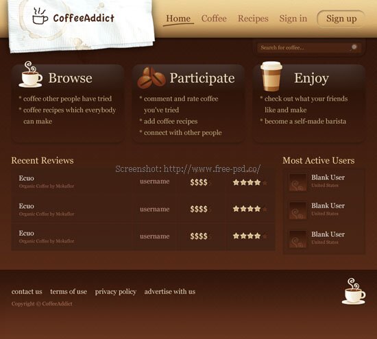 CoffeeAddict PSD Template