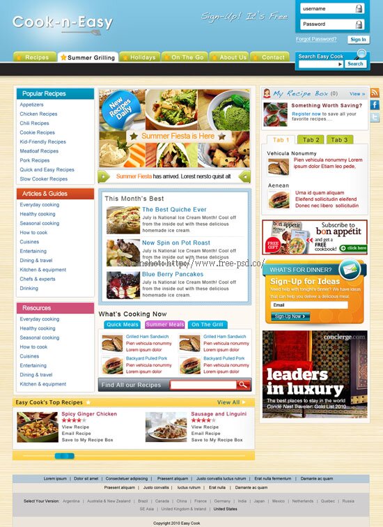 Cook-N-Easy PSD Template