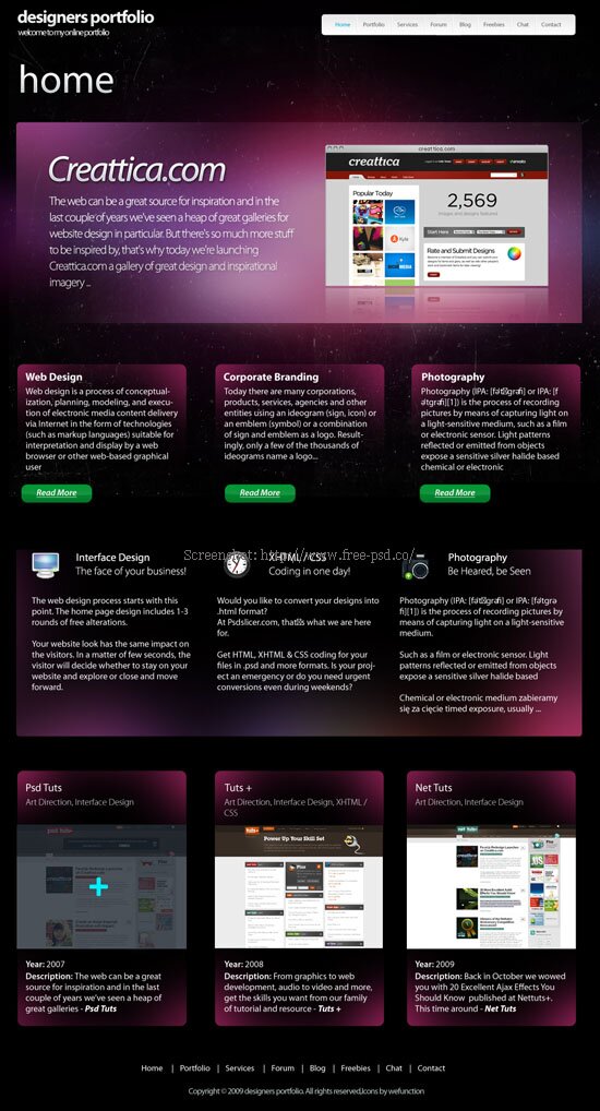 Designers Portfolio PSD Template