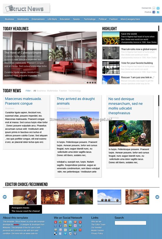 Struct News PSD Template