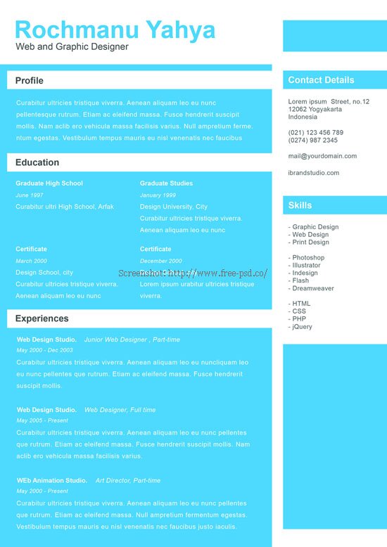 Resume 2 PSD Template