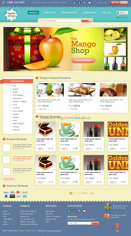 Foodie Shop PSD Template