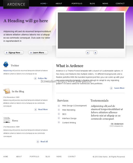 Ardence PSD Template